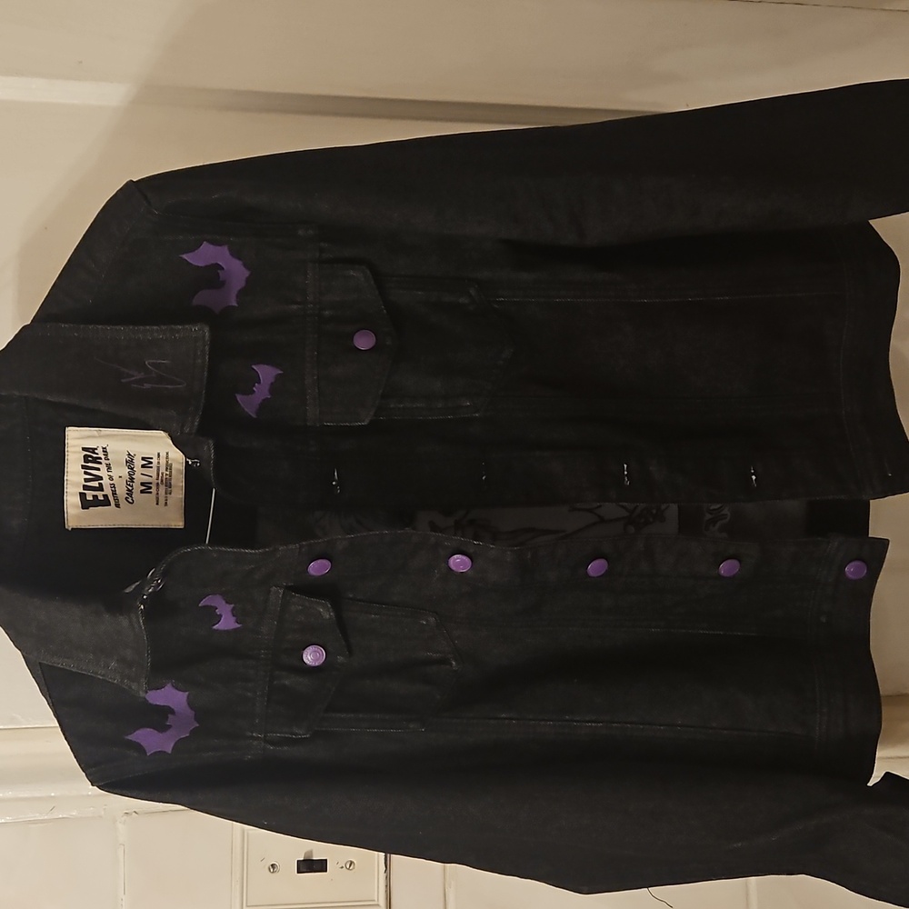 Elvira Cakeworthy Black Denim Jacket Medium - Picture 2 of 2